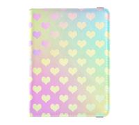 Colorful Laser Design Heart Leather Passport Holder Cover Travel Passport Wallet With Vaccination Card Slot Cute Passport Book Ultra Slim, Colorful laser design heart, One Size