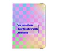Colorful Laser Design Squares customize Leather Passport Card Holder Cover Combo Passport Cover Passport Holder Case Ultra Slim, Colorful laser design squares, One Size