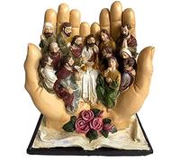 Colorful Last Supper Figurine Statue - Resin Christian Sculpture of Jesus & Twelve Disciples, Miniature Collectible Artwork, 14x8.5x16cm (6x3x6) for Religious Home Decor