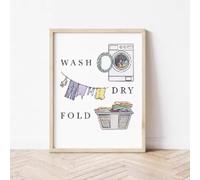 Colorful Laundry Sign Guide Poster Wash Dry Fold Art Print Minimalist Wall Pictures Canvas Painting Laundry Room Decor 60x90cm Frameless