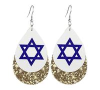 Colorful Layered Hanukkah Chanukah Candle Star Leather Dangle Earrings for Women Jewelry, Leather, leather