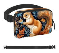 Colorful Leaf Flower Squirrel-1015 Crossbody Fanny Pack for Men&Women,Belt Bag for Travel Casual Walking Running Hiking Cycling, Multicolor, 1.5x9.0x5.9in/4x23x15cm