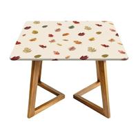 Colorful Leaf Square Tablecloth with Elastic Edgs Fall Maple Leaves Fitted Table Cover Waterproof Topper Cap for Dining Wedding Party Picnic 170cm