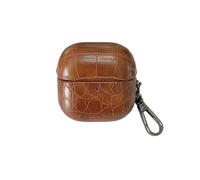 Colorful Leather Fashion Shockproof Protective Headphone Cover Case for Huawei FreeClip 2 with Keychain-Dark Brown