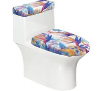 Colorful Leaves 2-Piece Toilet Seat Cover Set with Tank Lid - Elastic for U-Shape & Elongated - Bathroom Decor