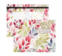 Colorful Leaves Clear Pencil Case Pouch with Zipper | See-through window for quick grabs, roomy flat fit, minimalist study organizer, 2-pack for the desk