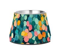Colorful Leaves Cute Pets Food Bowl Elevated Stainless Steel Cats Basic Bowls for Slow Feed Cats Slow Down Eating