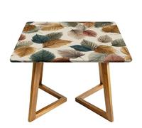 Colorful Leaves Square Tablecloth with Elastic Edgs Fall Maple Leaf Fitted Table Cover Waterproof Topper Cap for Dining Wedding Party Picnic 140cm