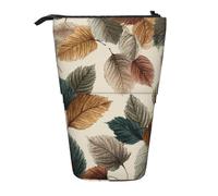 Colorful Leaves Standing Pencil Case Fall Maple Leaf Pen Pouch Holder Telescopic Pencil Bag Pop Up Cosmetics Bag Stationery Organizer for School Office Travel
