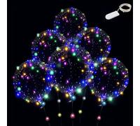 Colorful Led Balloons 6set Light up Balloons Clear Bobo Balloons with String Lights for Party, Birthday, Anniversary, Wedding (Colorful)