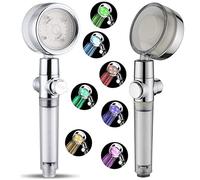 Colorful LED Handheld Shower Head with Light High Pressure Water Saving Shower Head 7 Colors Changing Filter Showerheads Bathroom Accessories One Key Water Stop Multifunction Shower Head Booster