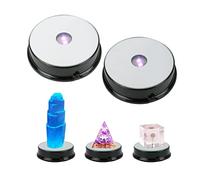 Colorful Led Light Display Base, Display Stand for Crystals Glass Art Figurine Merchandise, Lighted Seven Color Changing Lights Display Holder 3 AAA Batteries Powered (Black,2 Pieces)