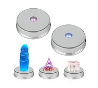 Colorful Led Light Display Base, Display Stand for Crystals Glass Art Figurine Merchandise, Lighted Seven Color Changing Lights Display Holder 3 AAA Batteries Powered (White,2 Pieces)