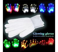 Colorful LED Shone Halloween Costume Gloves for Boys Girl - Fun Dancing Party, Warm Winter, Breathable Cotton, with Different Modes for Children (7 Colors)