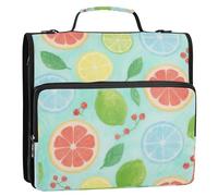 Colorful Lemon 1.5 Inch 3 Rings Organizer Binder with Shoulder Strap & Handle Easy to Carry Documents Files Storage Bag for Middle Student Gestor de carpetas de Office
