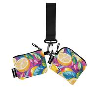 Colorful Lemons Women's Change Wallet Card Cases Small Portable Coin Purse Wallet Bag with Zipper Pocket for Women 2 Pcs Wallet para tarjetas de Mujer