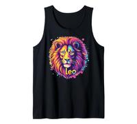 Colorful Leo Lion Zodiac Splash Art Tank Top