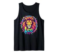 Colorful Leo Lion Zodiac Splash Art Tank Top