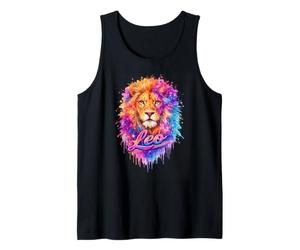 Colorful Leo Lion Zodiac Splash Art Tank Top