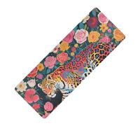 Colorful Leopard and Flowers Art Deco printed folding yoga mat travel Thick 1 mm for women non slip, with bag tapete para ejercicio 71x26 inches