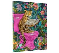 Colorful Leopard Canvas Wall Art, Tropical Floral Prints, Exotic Jungle Theme Decor for Living Room, Bedroom, Bathroom, Animal Wall Art 16x20 Inch
