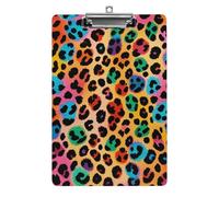 Colorful Leopard Clipboard 8.5×12.5 Inch Acrylic Clip Board with Metal Clip A4 Letter Size Decorative Clipboard Cute Hanging Clipboards for Office, Teacher, Nurse, Doctor,