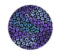 Colorful Leopard Exotic Animal Print 8&8in Round Mouse Pad Sewn Edge Design