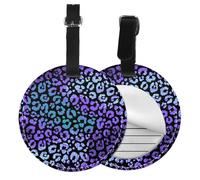 Colorful Leopard Exotic Animal Print,Luggage Tags Pu Leather Name Tag Travel Suitcase Identifier ID Tags Durable Baggage Label 2 pcs