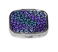 Colorful Leopard Exotic Animal Print,Meta Pill Box 2 Compartment Medicine Case,Portable Organizer,Rectangle Meta Portable Organizer Pill Box 1719 Compartment Medicine Case