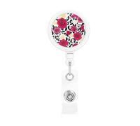 Colorful Leopard Flowers, Retractable Badge Holder,Badge Reels Holder with ID Clip Alligator Clip