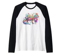 Colorful Leopard Gecko Floral Botanical Reptile Raglan Baseball Tee