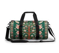 Colorful Leopard Gym Bag Small Travel Duffle Bag with Compartment Carry On Weekender Bag for Women Men, Green Tree of Life, 17.7in/9in/9in