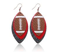Colorful Leopard Print Football Game Day Leather Earrings for Women Jewelry, One Size, Leather, No Gemstone