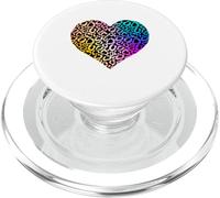 Colorful Leopard Print Heart PopSockets PopGrip for MagSafe