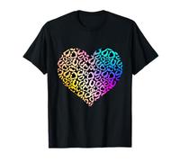 Colorful Leopard Print Heart T-Shirt