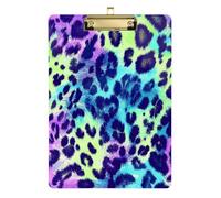 Colorful Leopard Print Psychedelic Acrylic Speech Therapy clipboard Standard Letter A4 Size Plastic for Teacher Portfolio clipboard Gold 12x9in Tablas para escribir