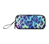 Colorful Leopard Print Psychedelic Nylon Pencil Bag for Teen Big Capacity Pencil Case for High School Stationery Organizer for Preppy School Women