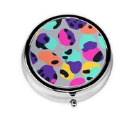 Colorful Leopard Print Small Pill Box 3 Compartment Portable Pill Box for Purse Pocket Dots Mini Medicine Organiser for Daily Vitamin Fish Oil Storage