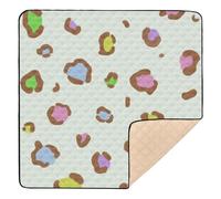 Colorful Leopard Print Soft Foam Baby Playmat for Floor Washable Baby Kick Crawling Mat for Babies Infants Toddlers, 50'' x 50''