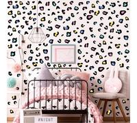 Colorful Leopard Print Wall Stickers 10 Sheets/390 Pcs Retro Wall Decals for Room Office Bedroom Living Decor Peel and Stick Art Sticker DIY Murals Cartoon Sticker Waterproof Vinyl Walles Decal