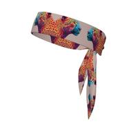 Colorful Leopard Printed Double-Sided Sports Bandana with Double-Sided Drawstring Suitable for Tennis Running and Yoga