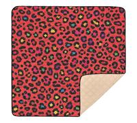 Colorful Leopard Red Pattern Soft Thick Baby Play Mat for Floor Comfortable Infant Play Mat for Babies Infants Toddlers, 50'' x 50''