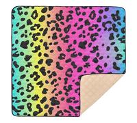 Colorful Leopard Skin Pattern Prints Baby Play Mat for Floor, 127x127 CM Playpen Mat,Thicken Soft Non-Slip Tummy Time Mat for Toddlers and Infants