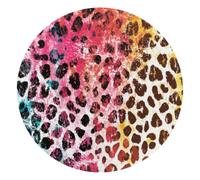 Colorful Leopard Skin Pattern Round Mouse Pad, Mousepad with Non-Slip Rubber Base, Computer Gaming Pads for Wireless Mouse, Easy Gliding