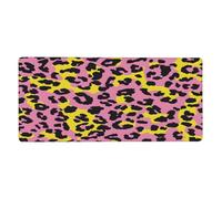 Colorful Leopard Skin Print Extended Mouse Pad Large Desk Mat with Non Slip Rubber Base Stitched Edges Gaming Mouse Pad for Keyboard Office Home 40 x 90 CM