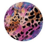 Colorful Leopard Skin Texture Small Round Mouse Pad, Anti-Slip Rubber Computer Mousepad for Office Home Gaming Laptop, 10 x 10 Inch