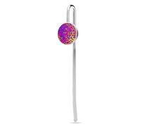 Colorful Leopard Spots Pattern Stainless Steel Metal Book Mark Marker, Bookmarks Page Holder with Crystal Glass for School Reader Office Supplies