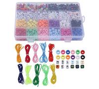Colorful Letter Beads Set 6mm, 10 Colors with Elastic Thread, Big Hole for DIY Crafts - Easy Storage Box, Versatile for Bracelets and Jewelry Making