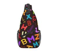 Colorful Letters Crossbody Bag for Women Men, Education Learning Sling Backpack Lightweight Chest Pack Water-Resistant Travel Hiking Sling Bag