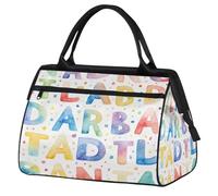 Colorful Letters Gym Bag for Men Women, Education Alphabets Travel Sports Duffel Bags Waterproof Weekend Overnight Bag Lightweight Carry On Luggage Tote